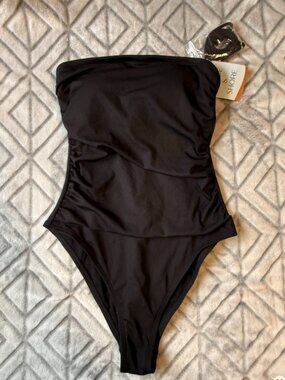 NWT Black Strapless One-Piece Swimsuit Size Small | Includes Removable Straps